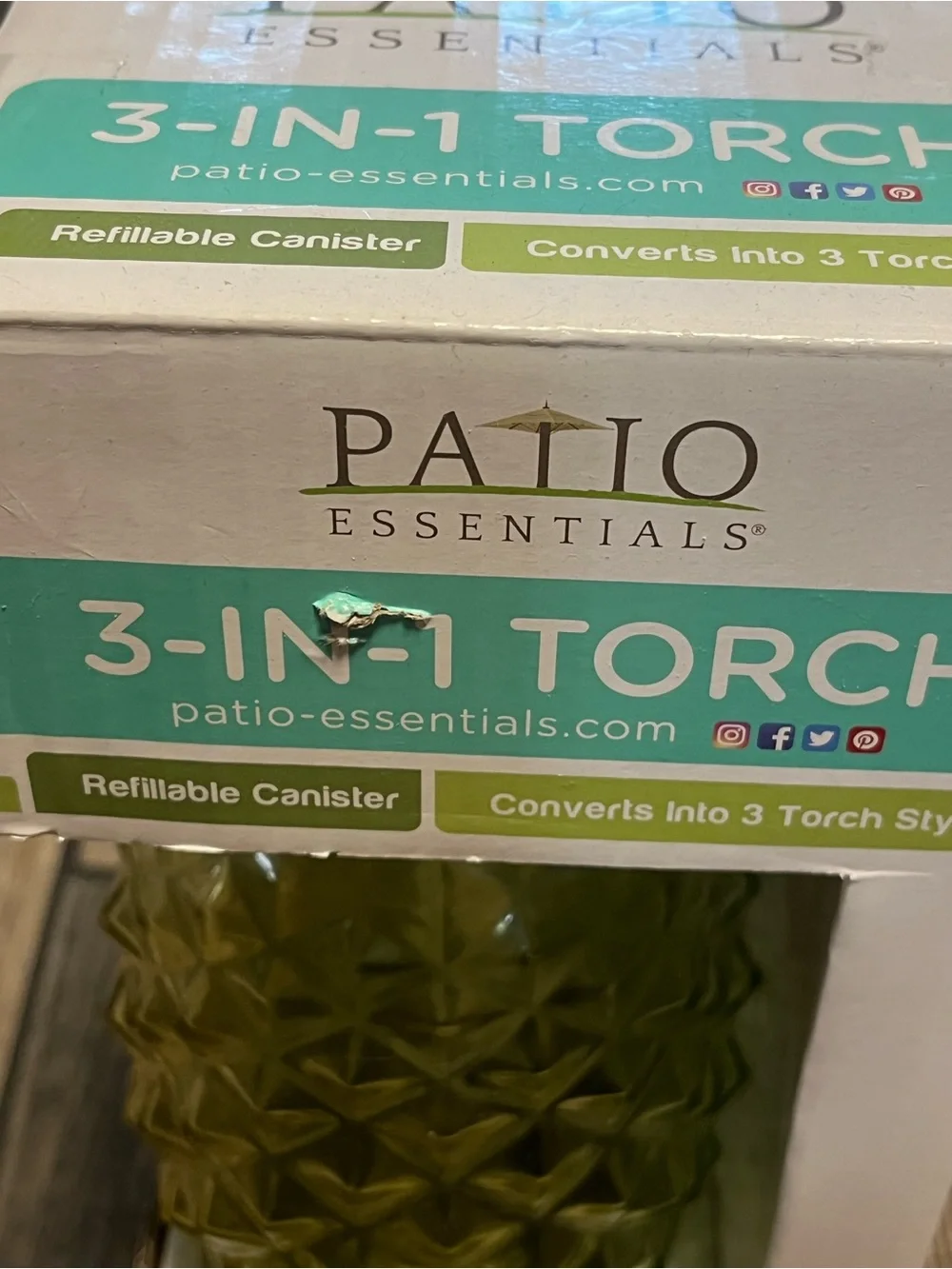Essentials Outdoor 3-in-1 Torch Lantern in Olive Green